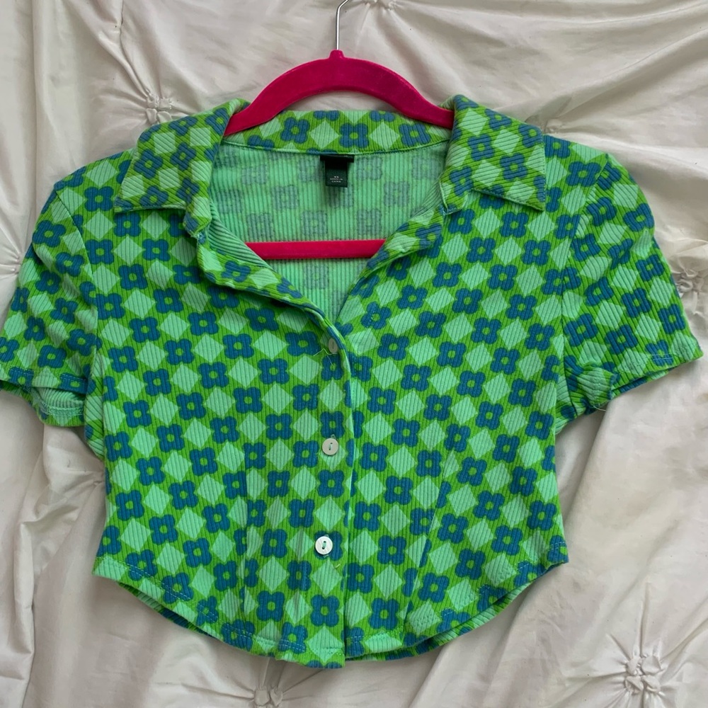 Green crop top, size small, $12